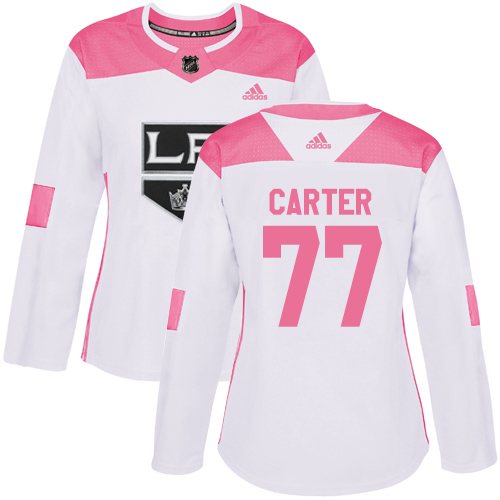 Adidas Kings #77 Jeff Carter White/Pink Authentic Fashion Women's Stitched NHL Jersey